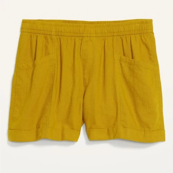 Old Navy size XL mustard colored high waisted linen shorts